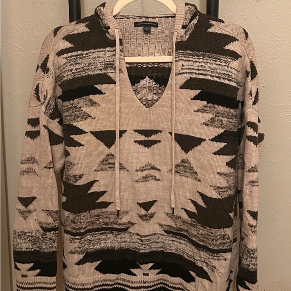 EUC - AE Aztec Baja Hoodie Sweater Boho Surf Size Med 100% Cotton - Picture 3 of 6